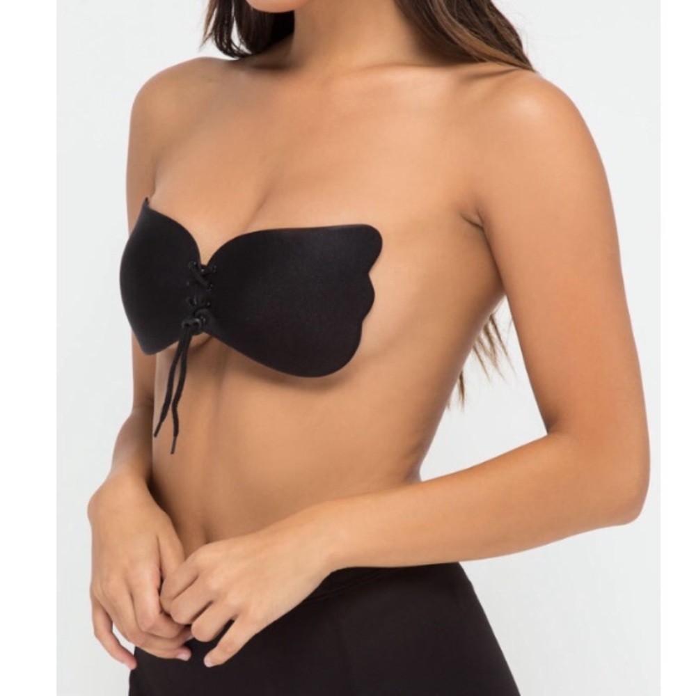 $8💋A, B, C or D Backless, Lace Up Adhesive Bra